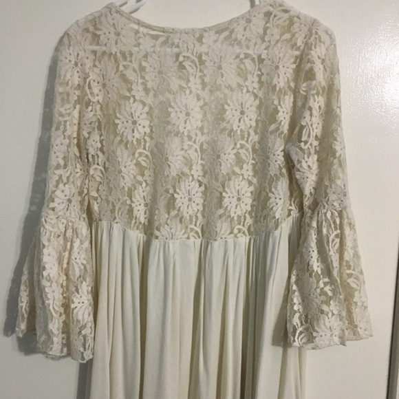Cream Lace Dress with Sleeves - Picture 2 of 3